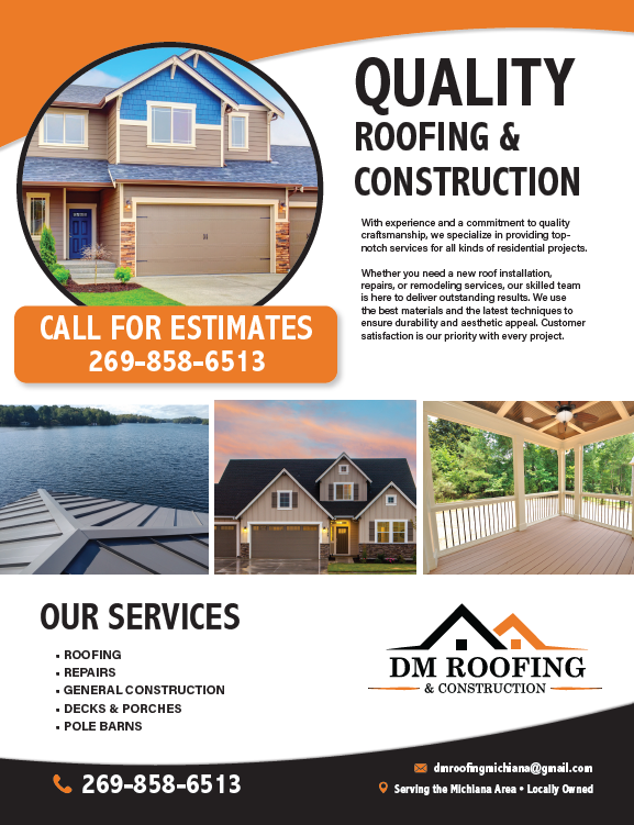 DM Roofing & Construction Shipshewana Indiana Flyer Design