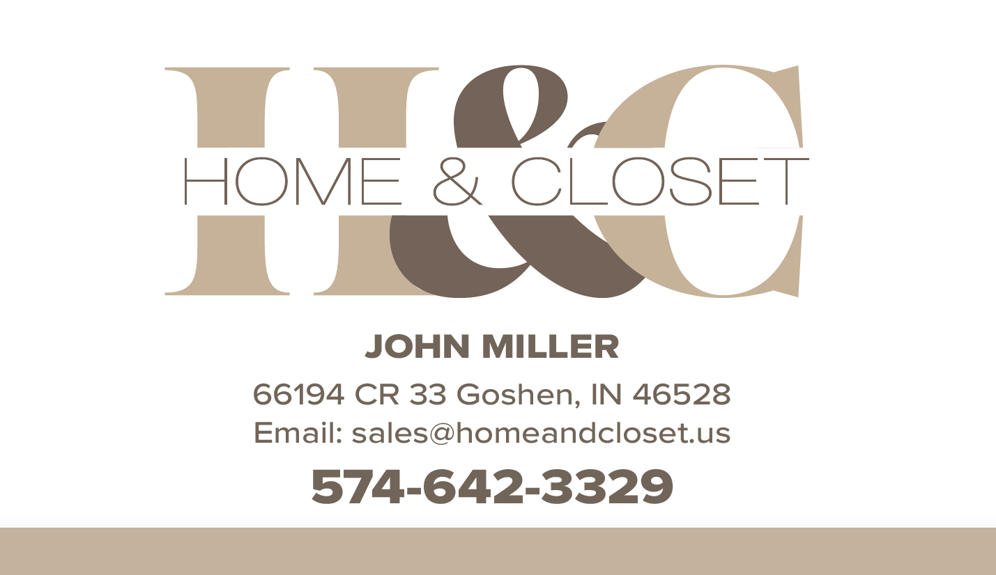 Home and Closet Goshen Indiana Business Card Design